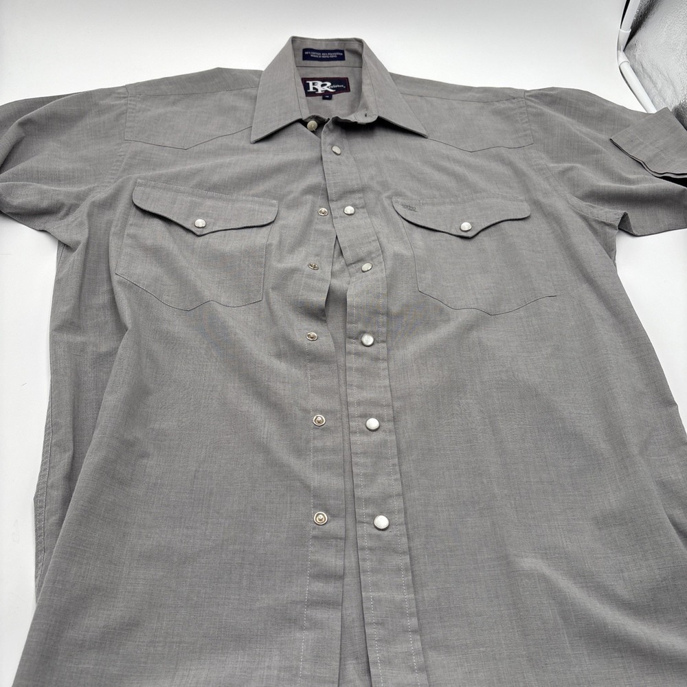 Resistol Button Down Shirt Mens Size Xl Grey Western Wear Cowboy Short‎ Sleeve